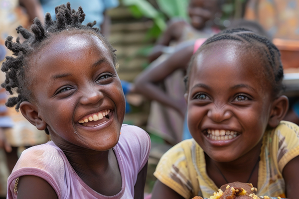 Happy black girls laughing