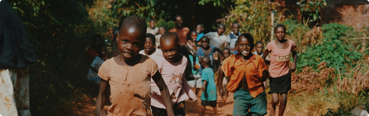 Happy African children running